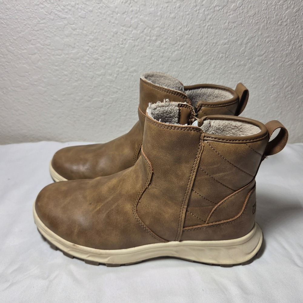 Khombu Mens Dusk Brown Faux Fur Lined Side Zip Ankle Boots 8M 1800416/DUSK